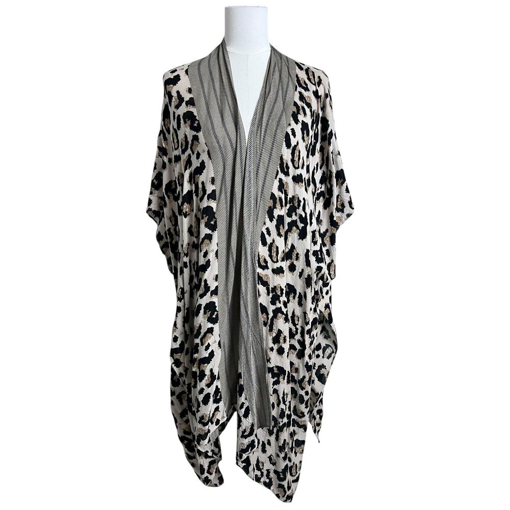 MODENA Kimono Blouse Womens One Size Leopard Animal Print Open Cardigan Boho